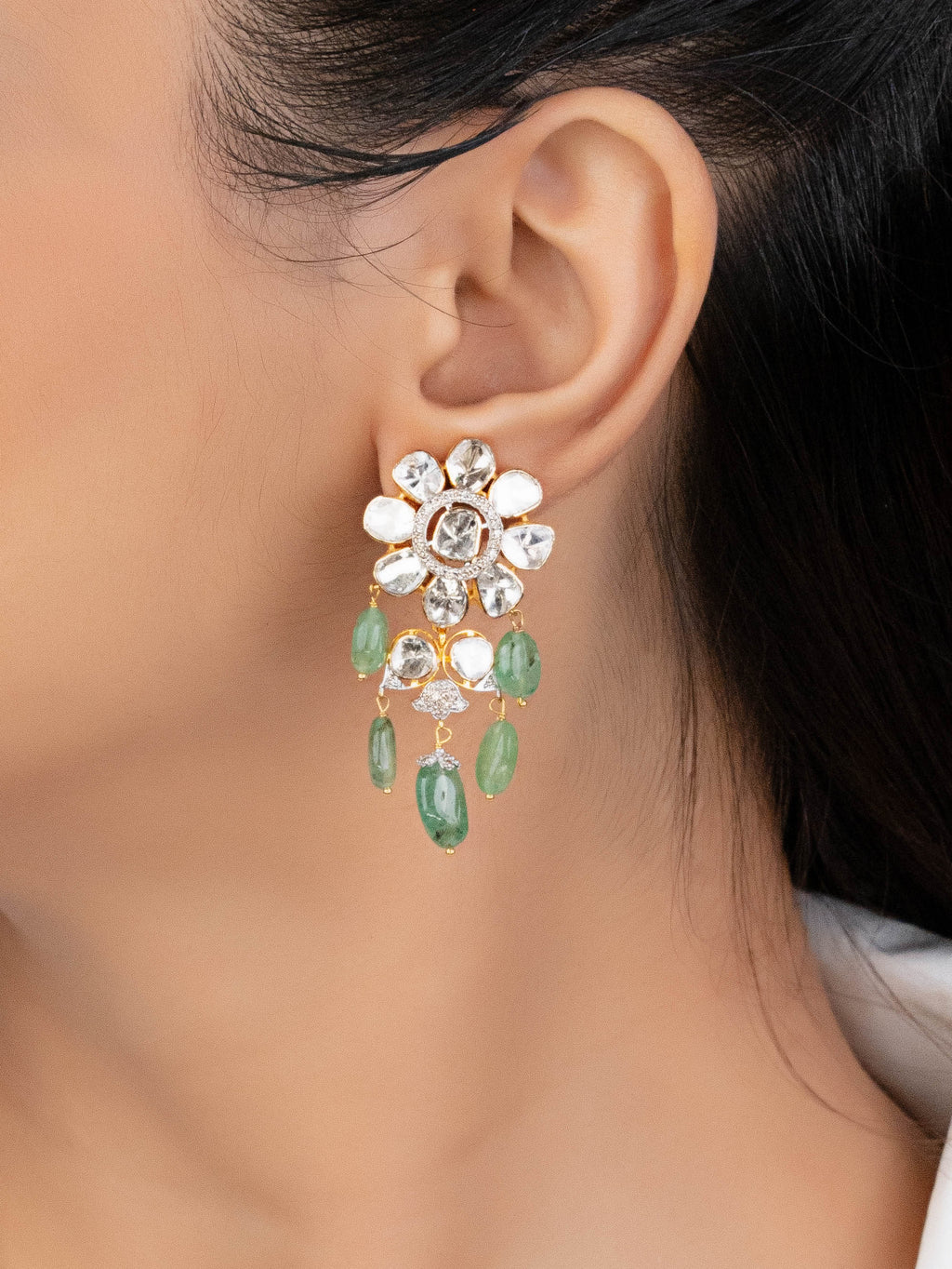 Felicia Polki And Diamond Long Earrings