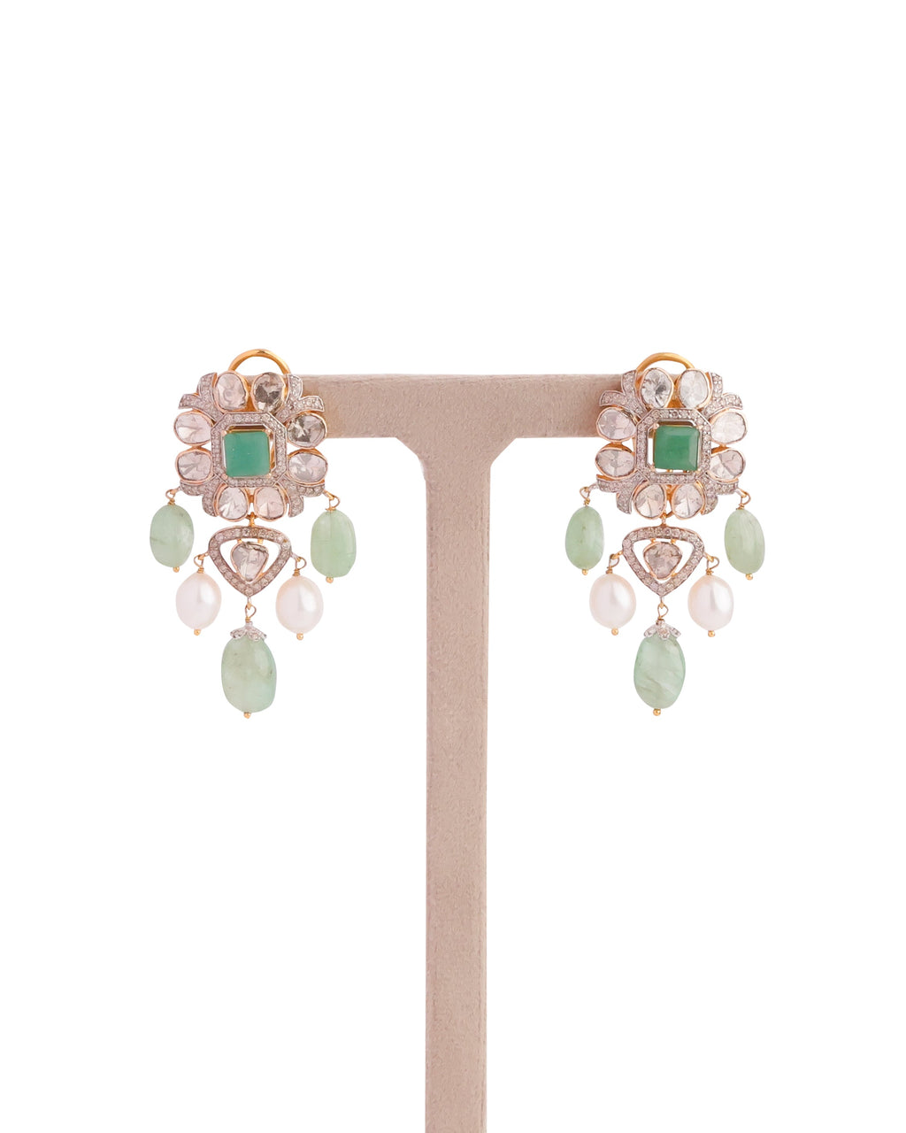 Limsha Polki And Diamond Long Earrings