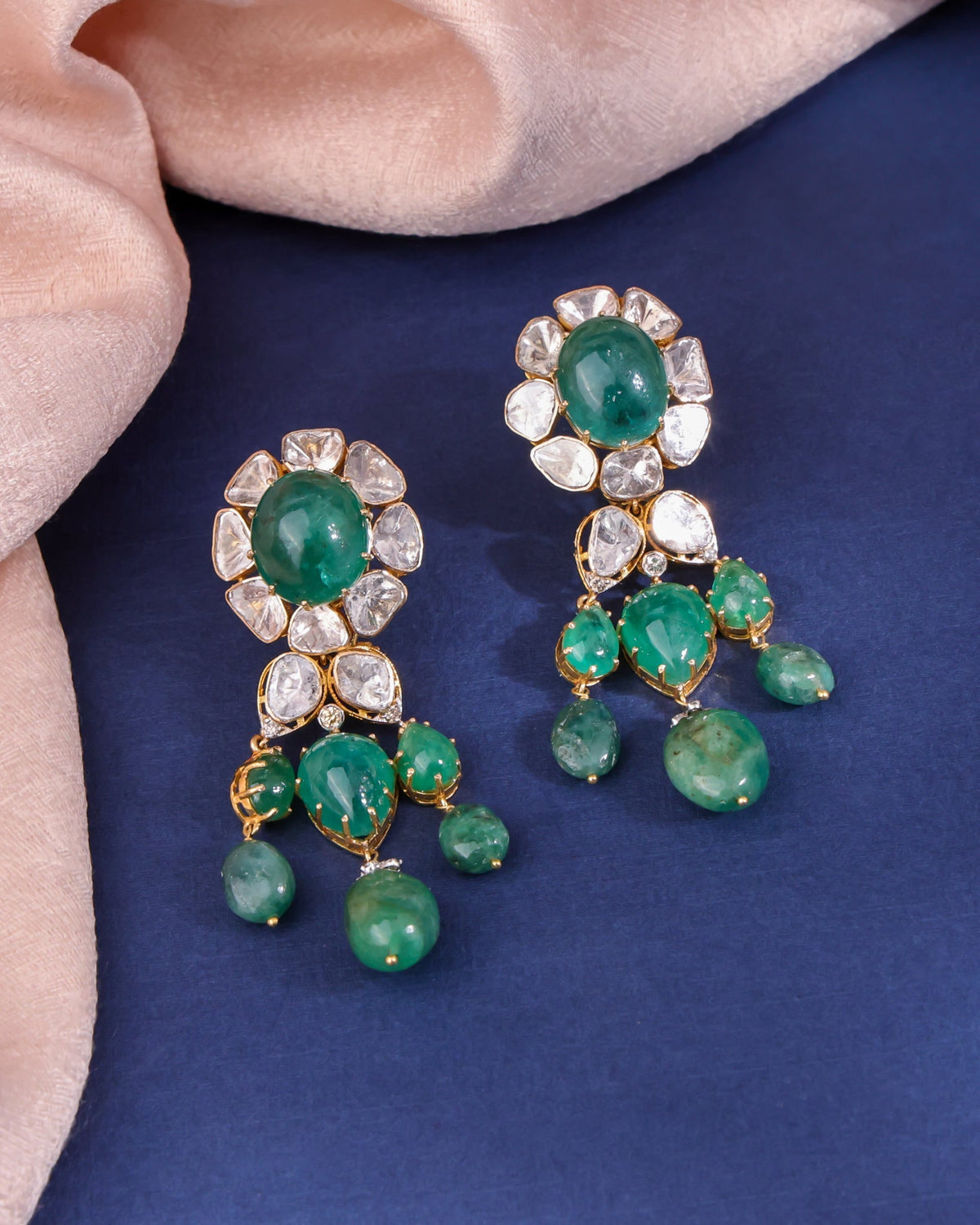 Arya Polki And Diamond Long Earrings