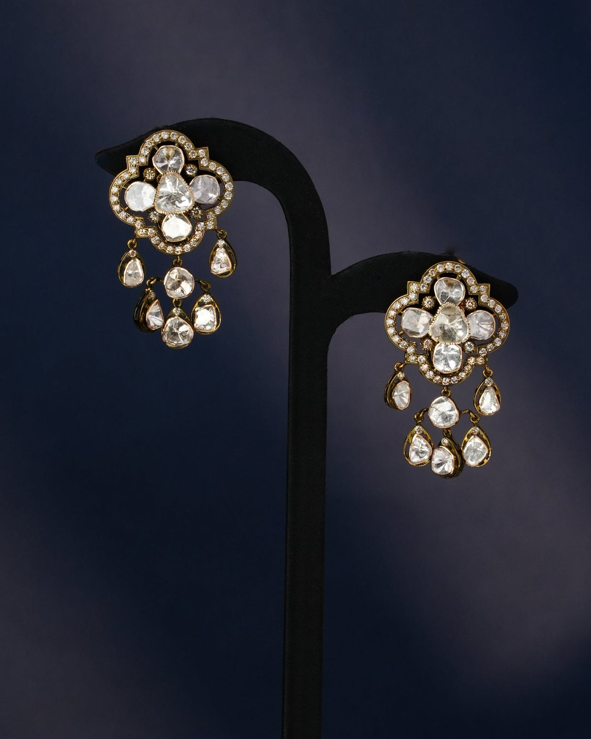 Ellen Polki And Diamond Long Earrings
