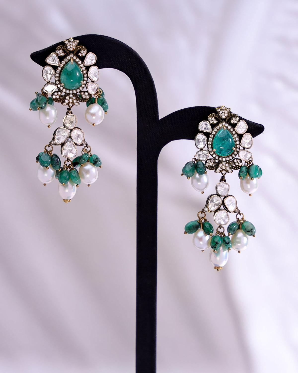 Rashi Polki And Diamond Long Earrings