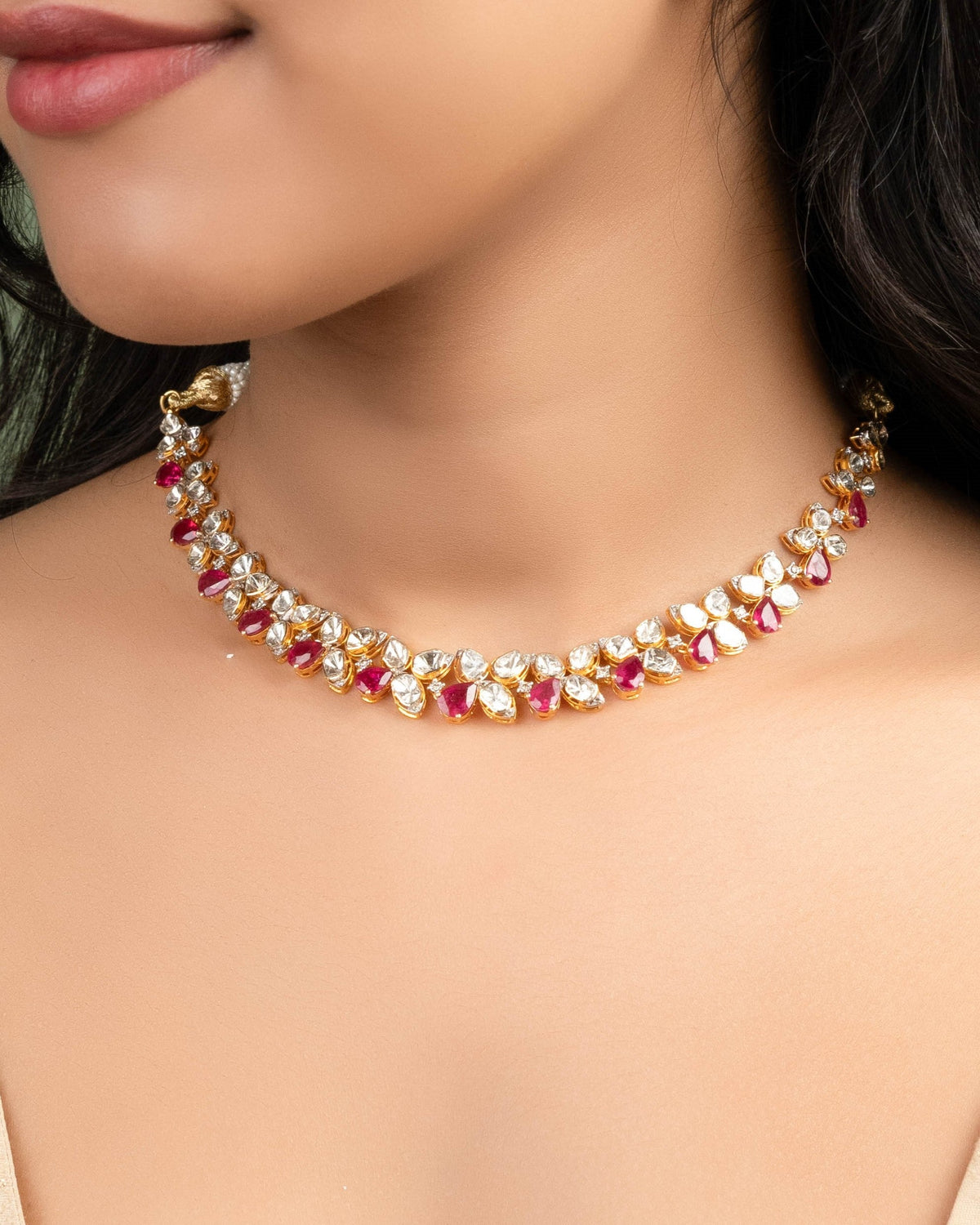 Velira Polki And Diamond Necklace