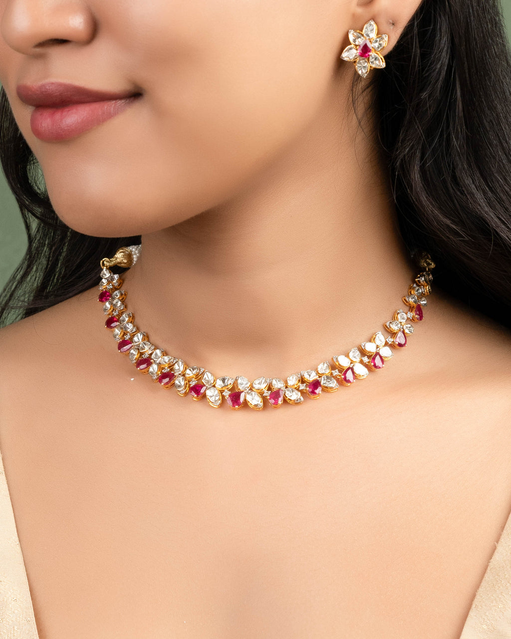 Velira Polki And Diamond Necklace