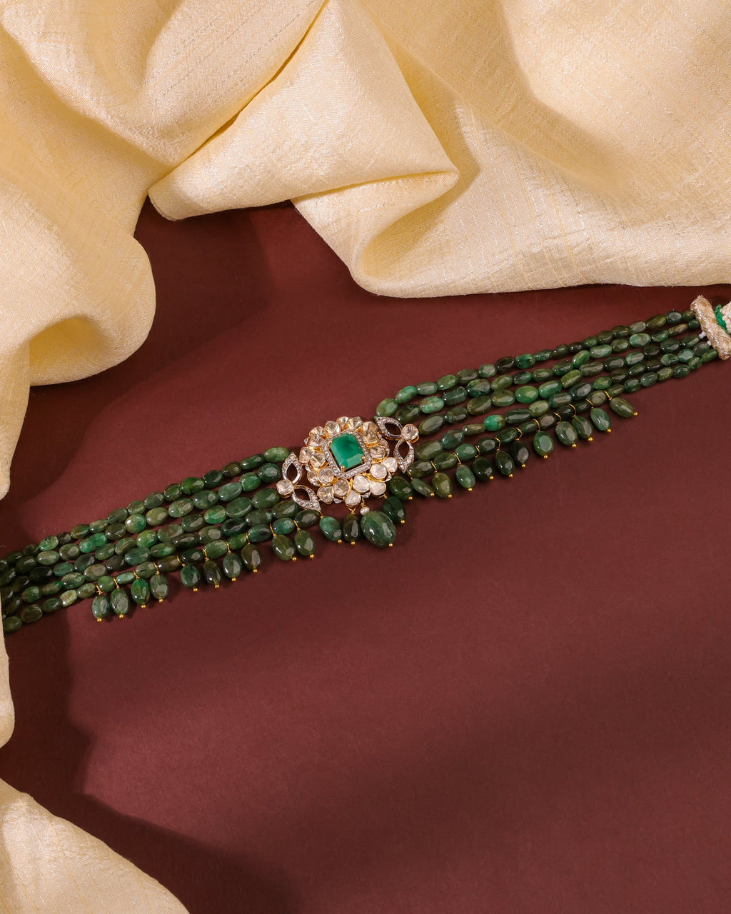 Anam Polki And Diamond Bead Choker