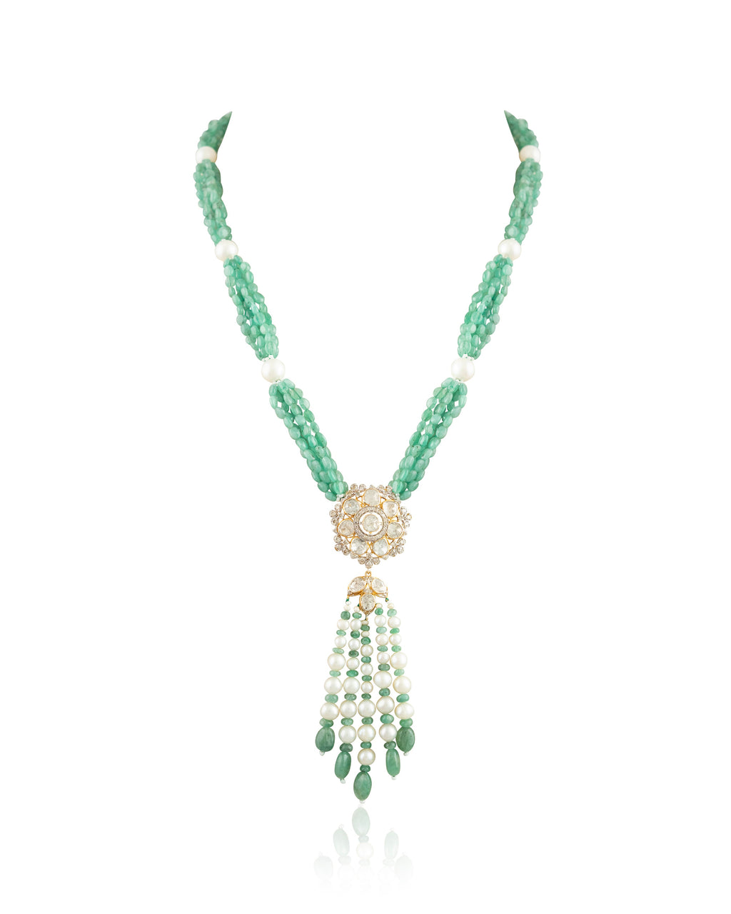 Zinal Polki And Diamond Bead Pendant