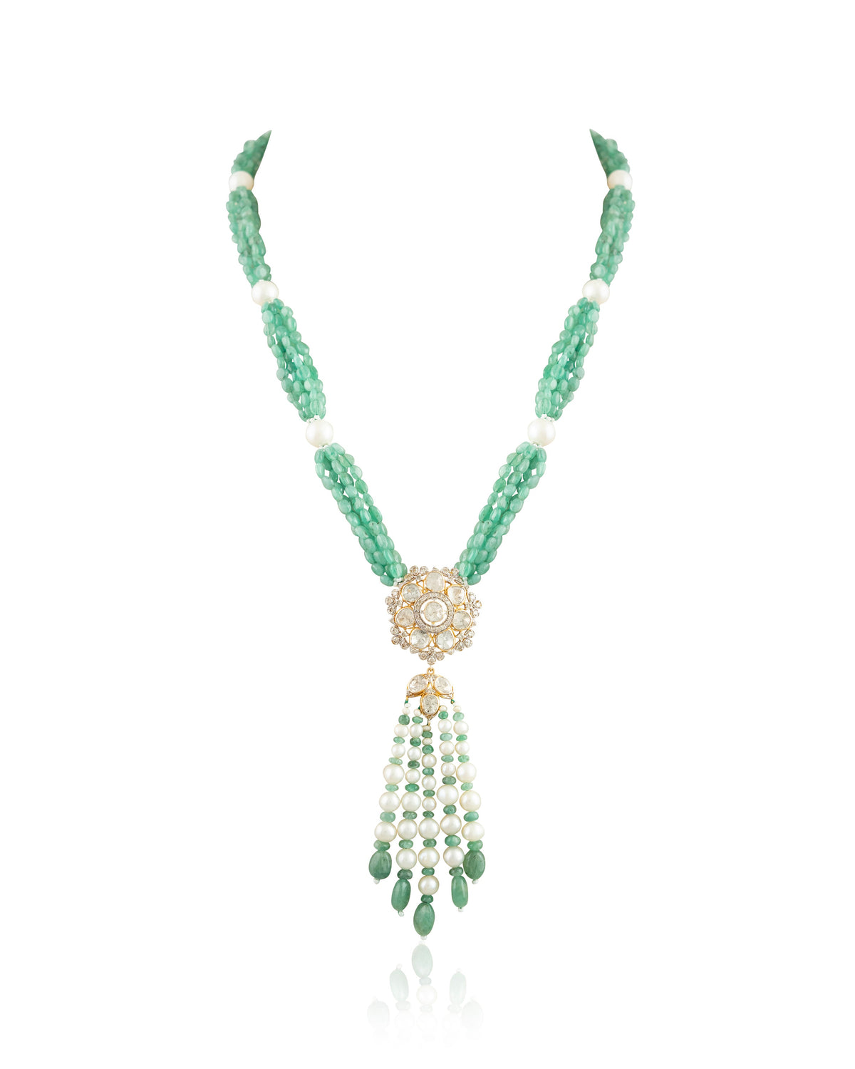 Zinal Polki And Diamond Bead Pendant