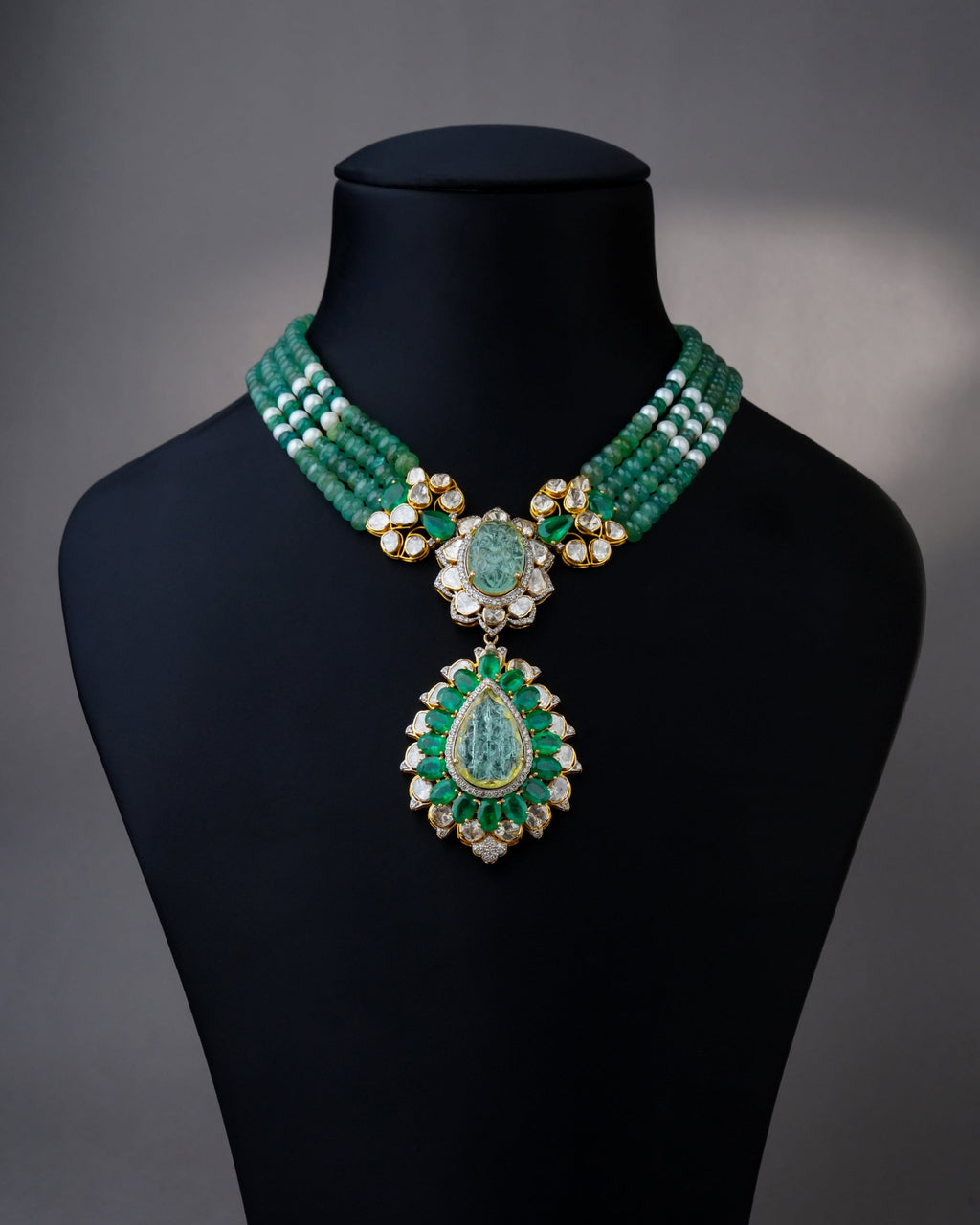 Leena Polki And Diamond Bead Pendant