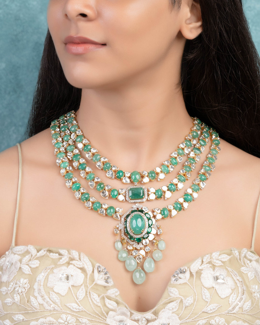 Ella Polki And Diamond Long Necklace