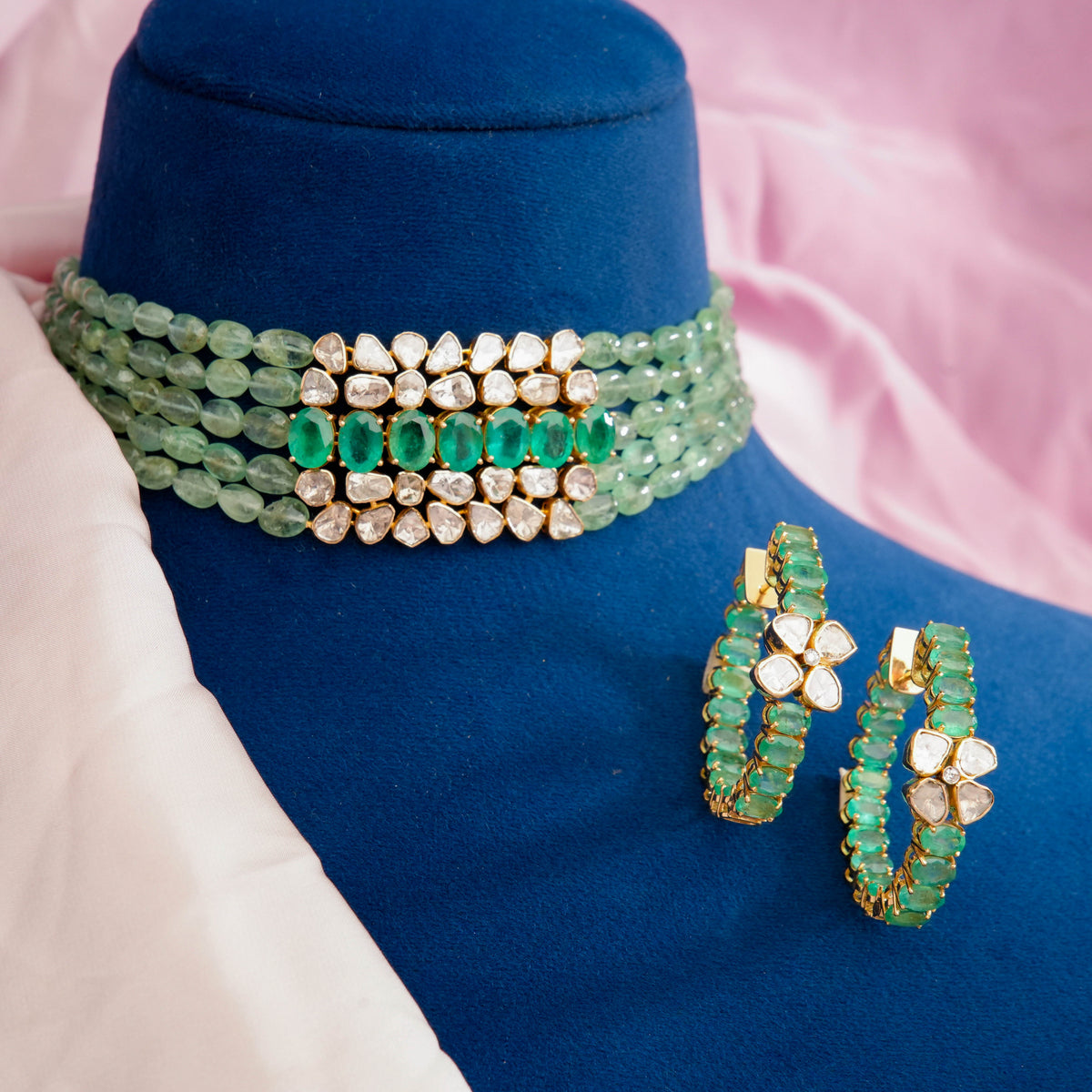 Camellia Polki  Bead Choker