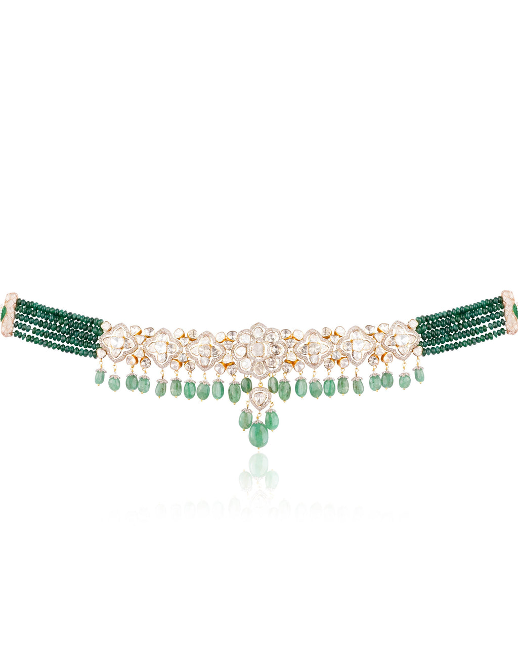 Yukta Choker And Aaira Long Earrings Polki And Diamond Set