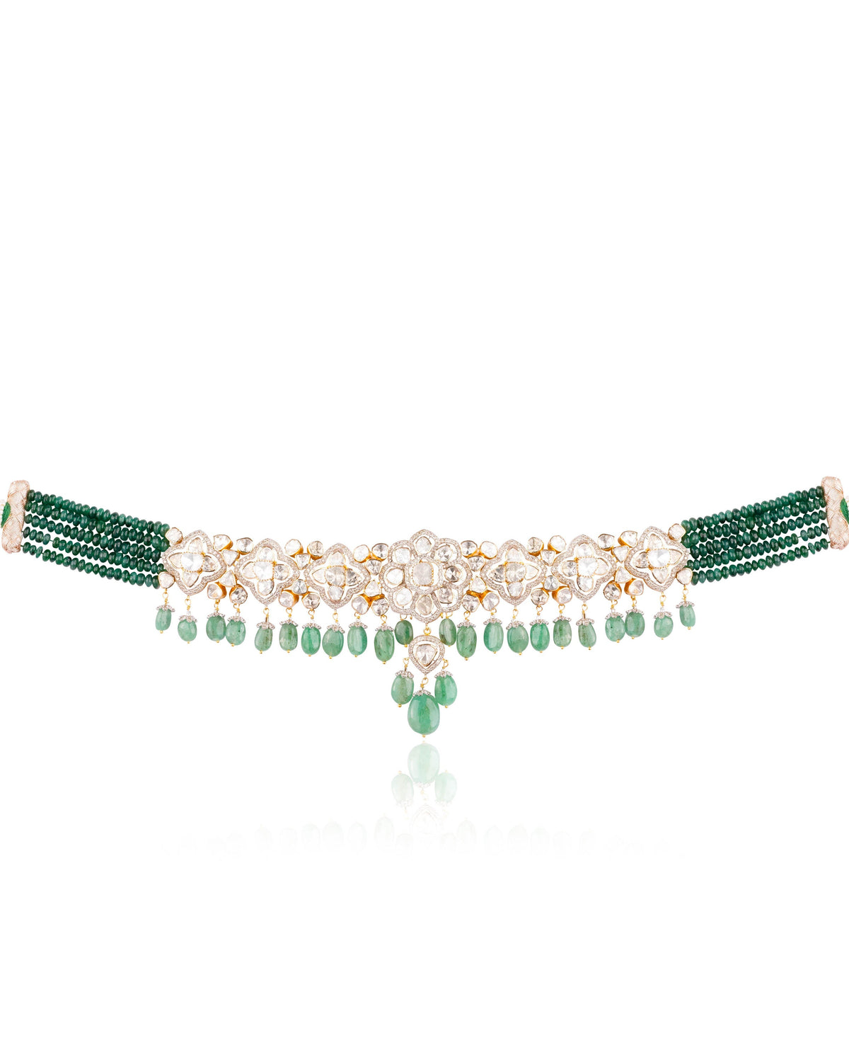 Yukta Choker And Aaira Long Earrings Polki And Diamond Set