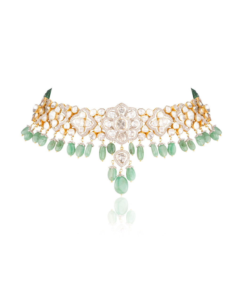 Yukta Choker And Aaira Long Earrings Polki And Diamond Set
