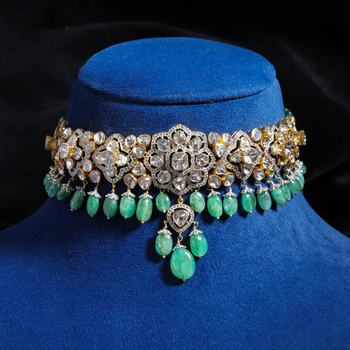 Yukta Choker And Aaira Long Earrings Polki And Diamond Set
