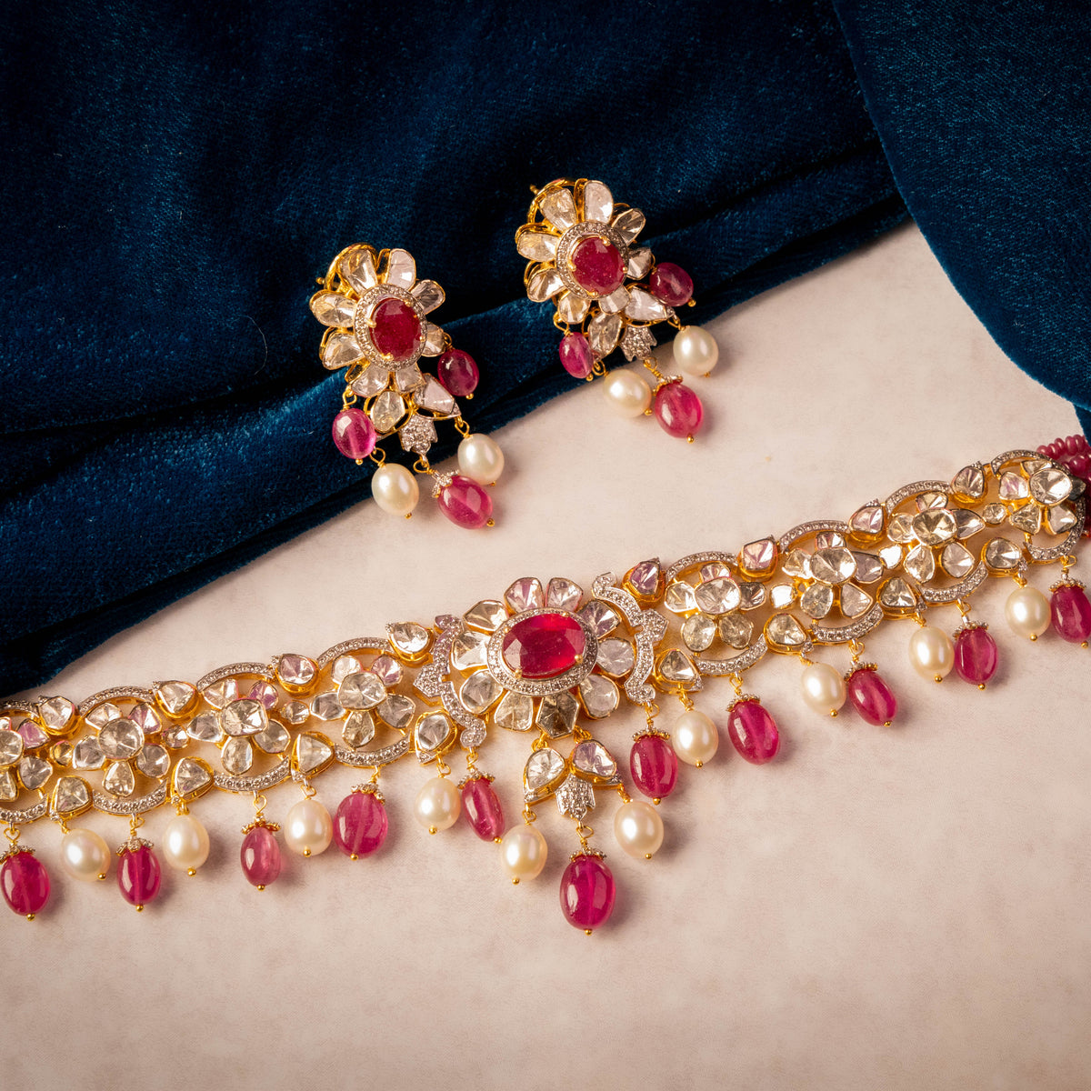 Elara Polki And Diamond Long Earrings
