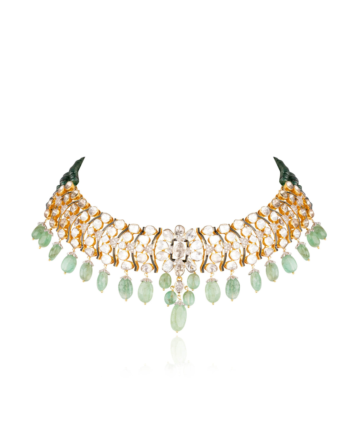Misbha Choker And Dhanvika Tops Polki And Diamond Set