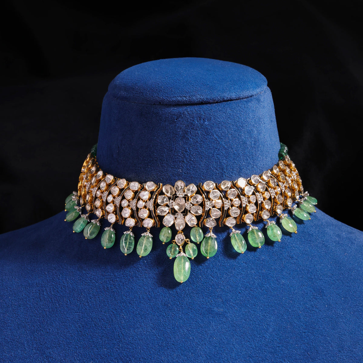 Misbha Choker And Dhanvika Tops Polki And Diamond Set