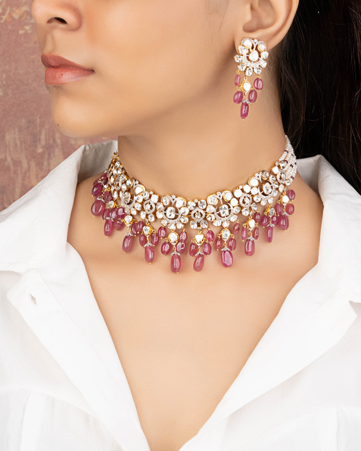 Elisia Polki And Diamond Long Earrings