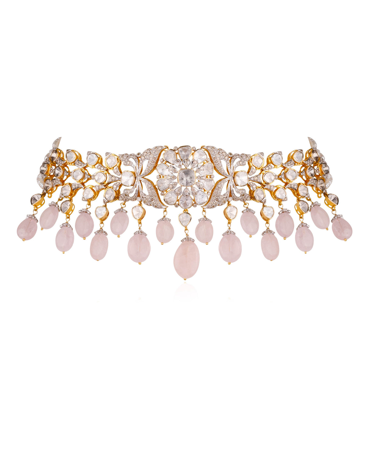 Jelisha Polki And Diamond Bead Choker
