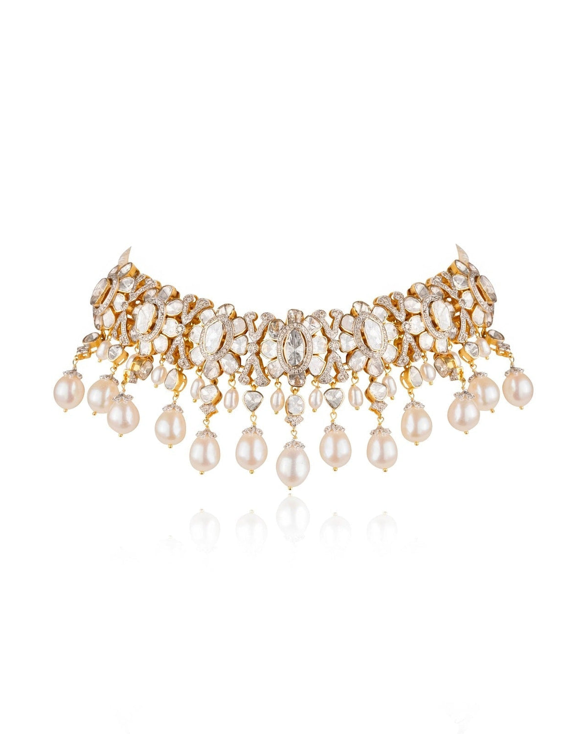 Serina Choker And Zeenat Long Earrings Polki And Diamond Set