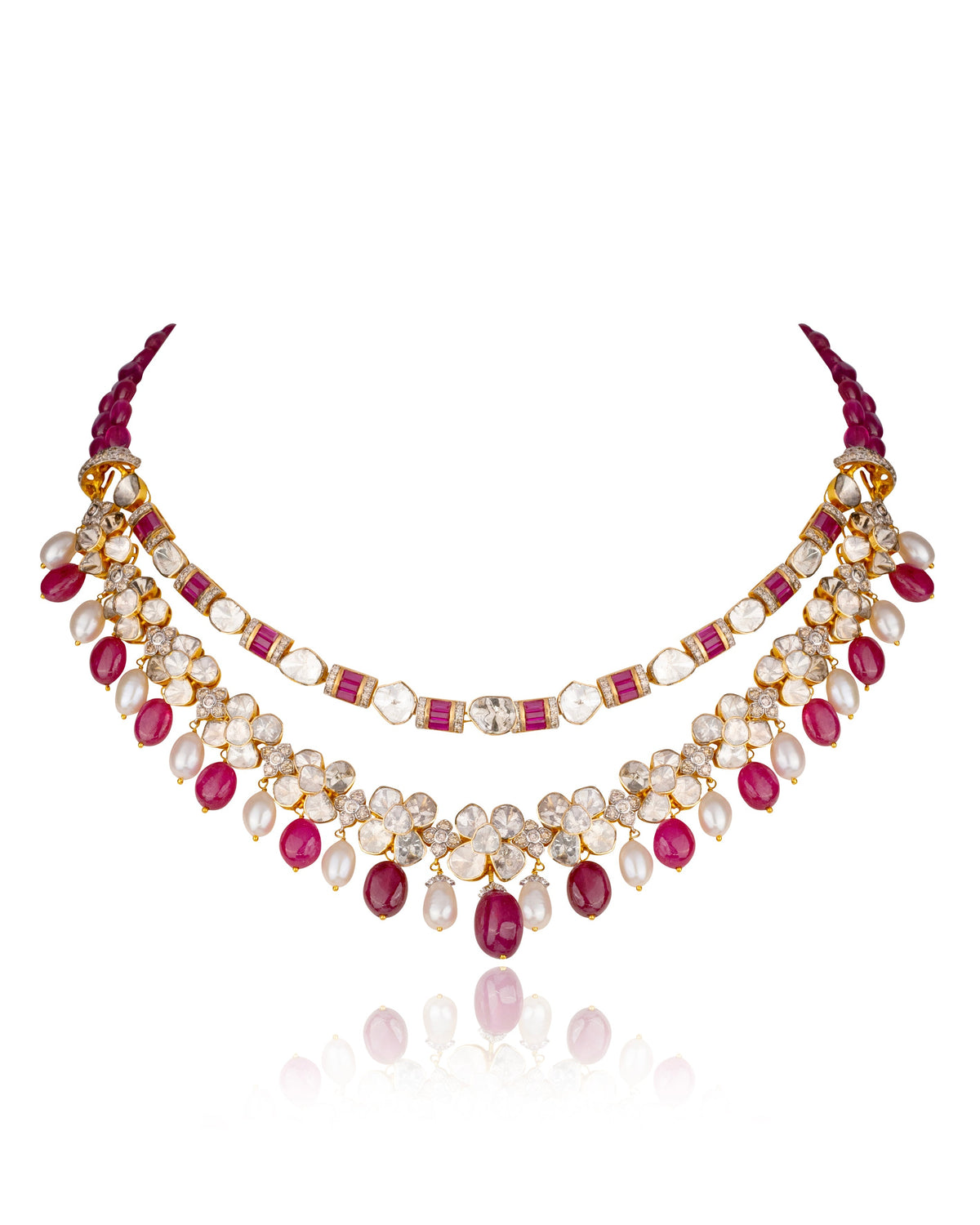 Nixie Necklace And Zuri Tops Polki And Diamond Set