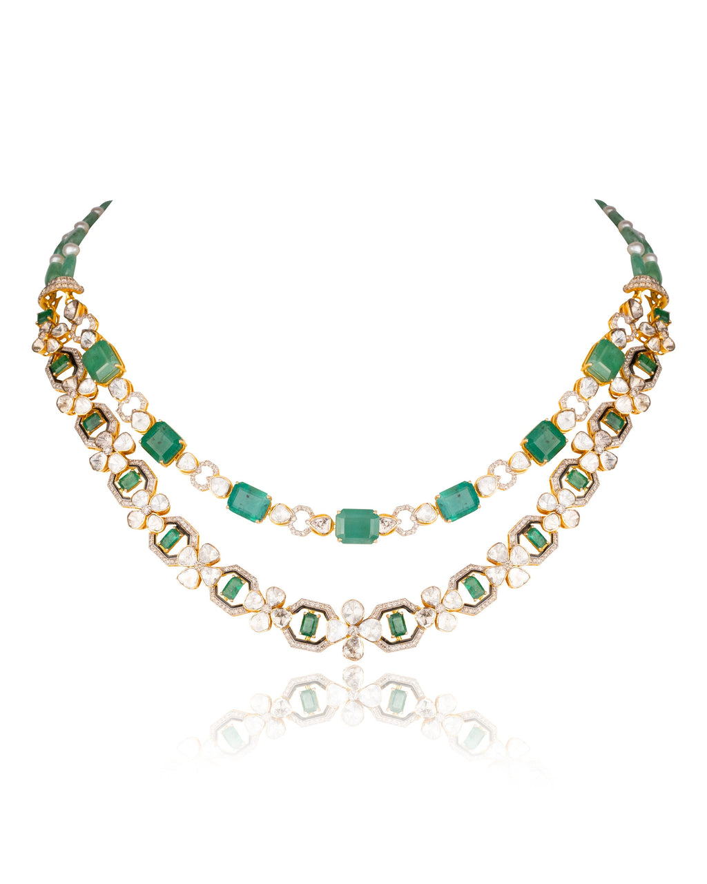 Dhavni Polki And Diamond Necklace