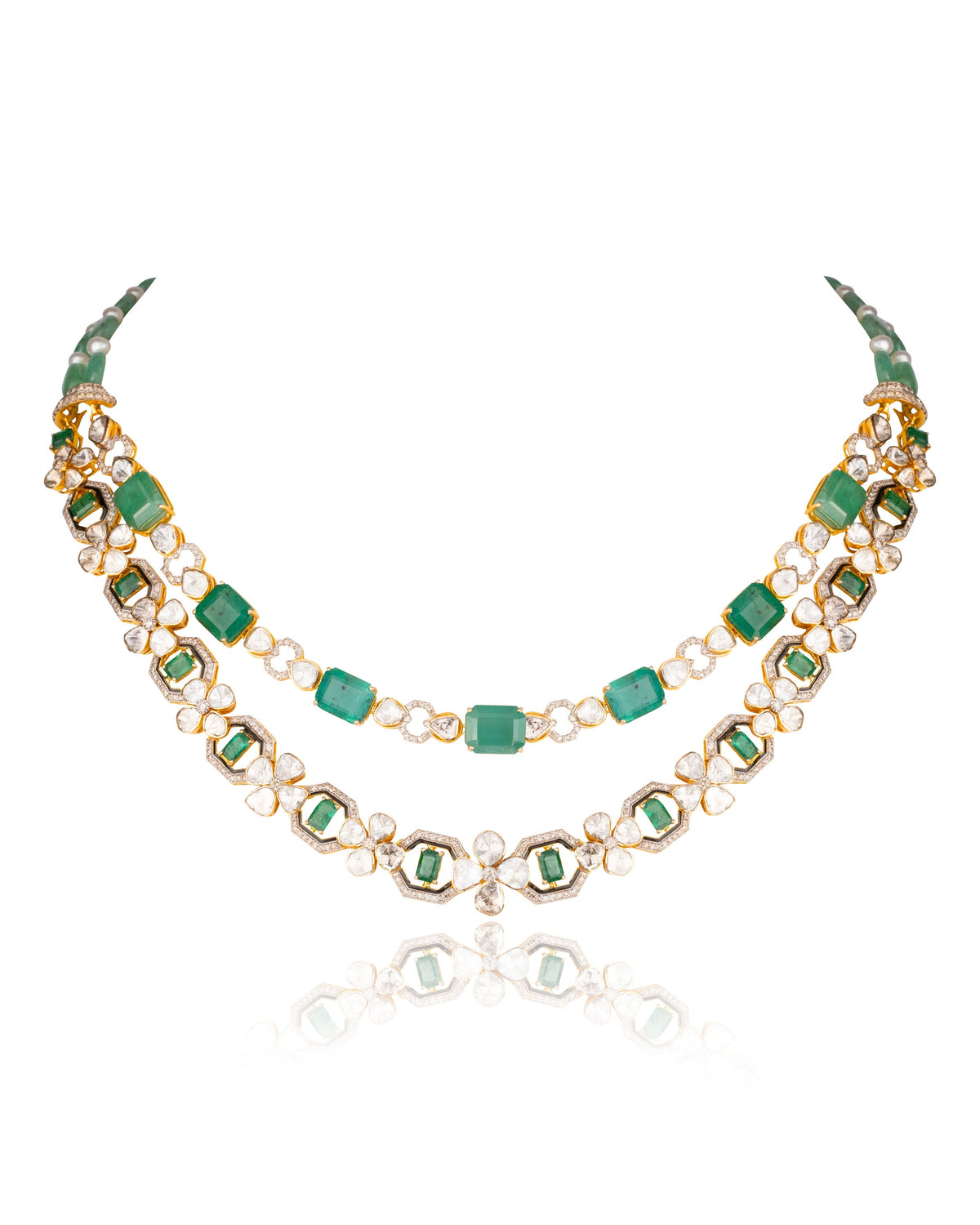 Dhavni Polki And Diamond Necklace