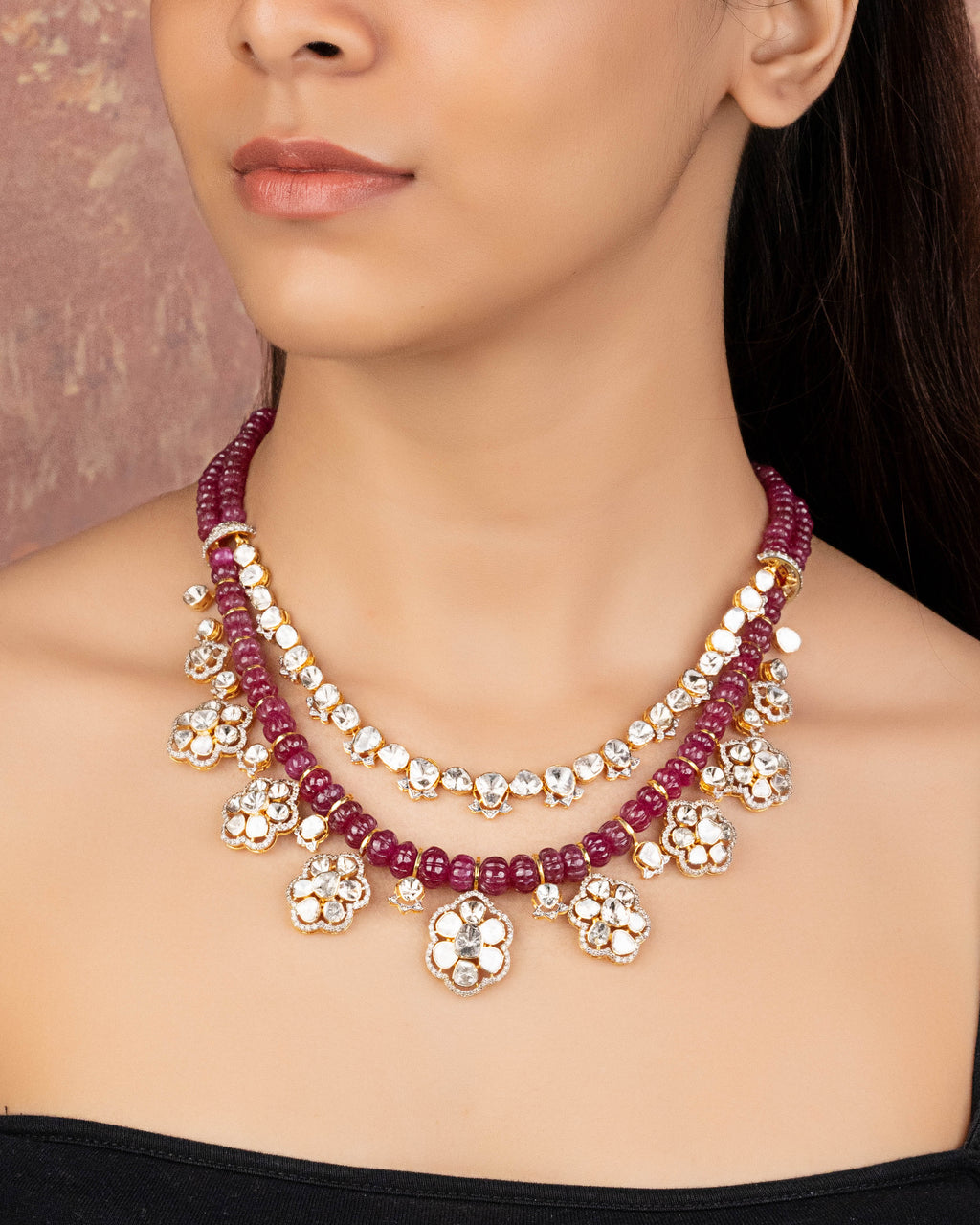 Calla Polki And Diamond Necklace