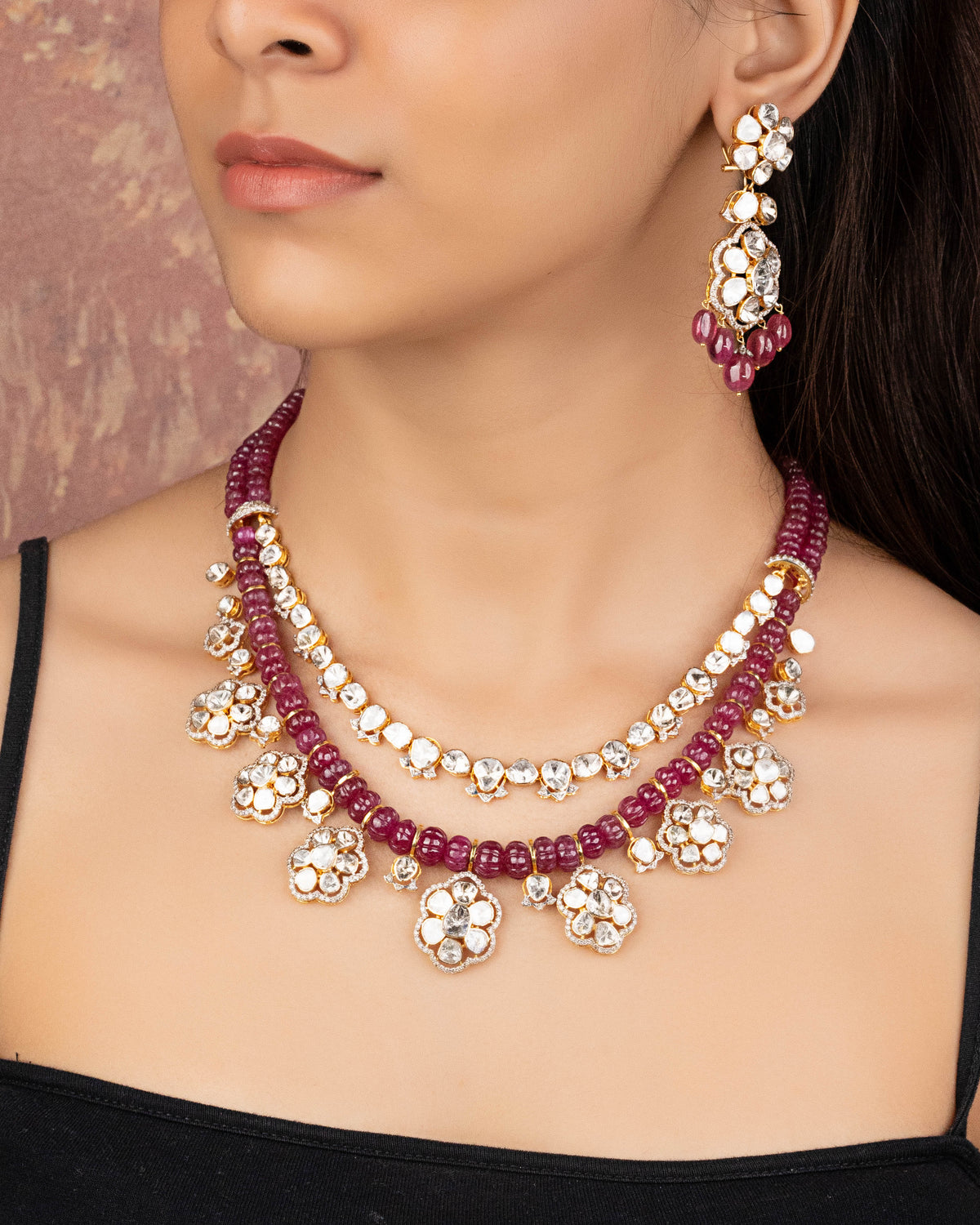 Calla Polki And Diamond Necklace