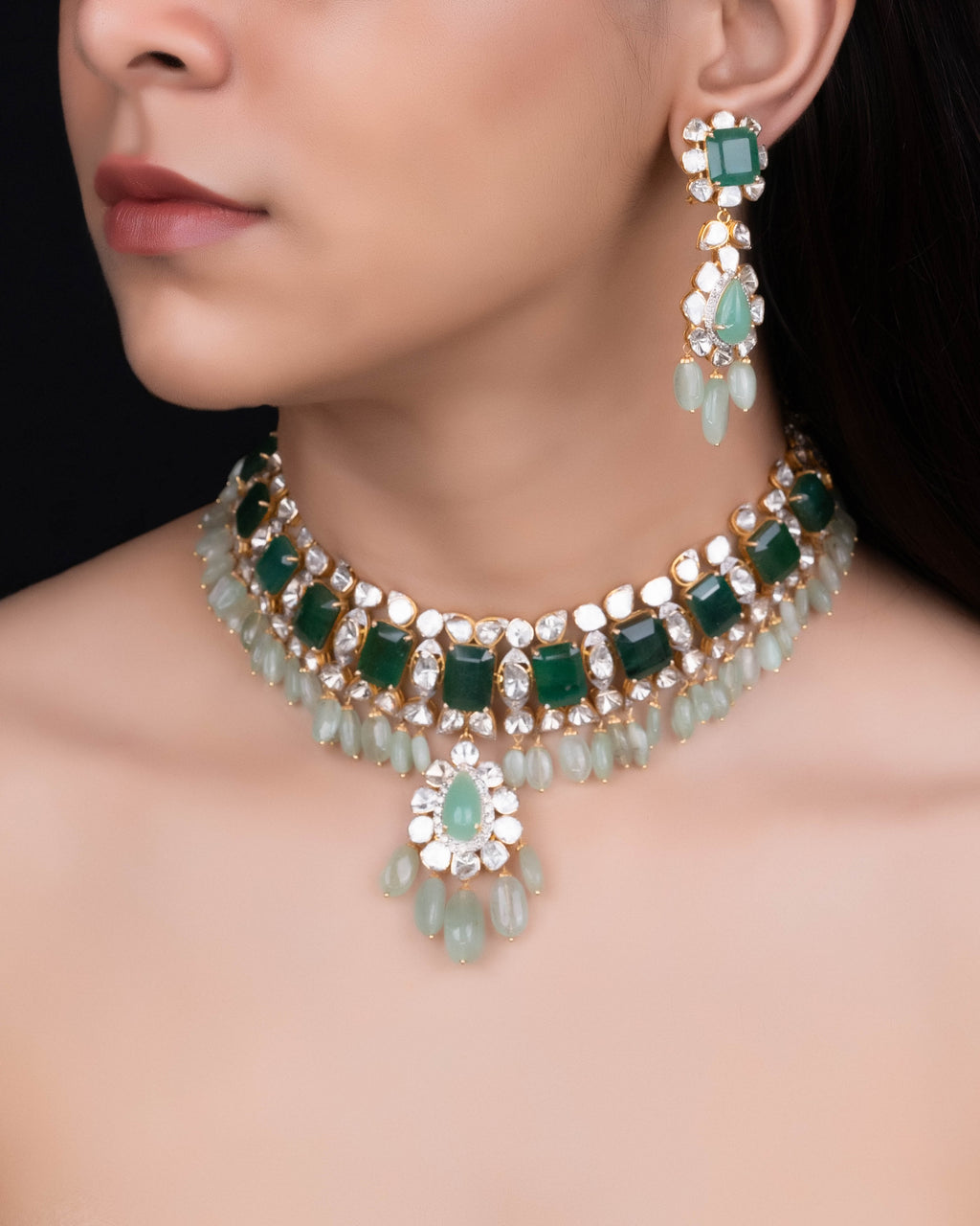 Afreena Polki And Diamond Necklace