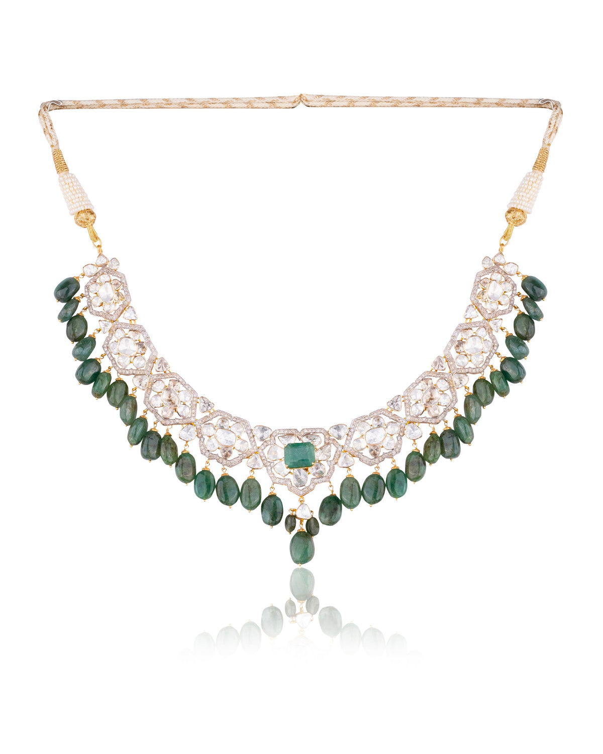 Hiteshi Necklace And Sara Long Earrings Polki And Diamond Set