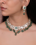 Hiteshi Necklace And Sara Long Earrings Polki And Diamond Set