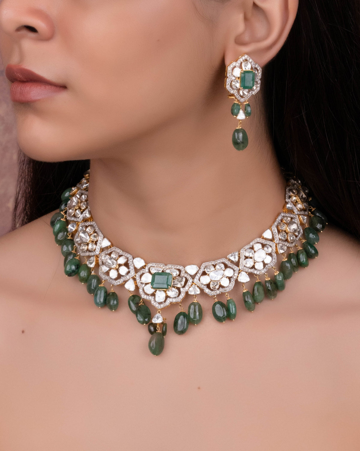 Hiteshi Polki And Diamond Necklace