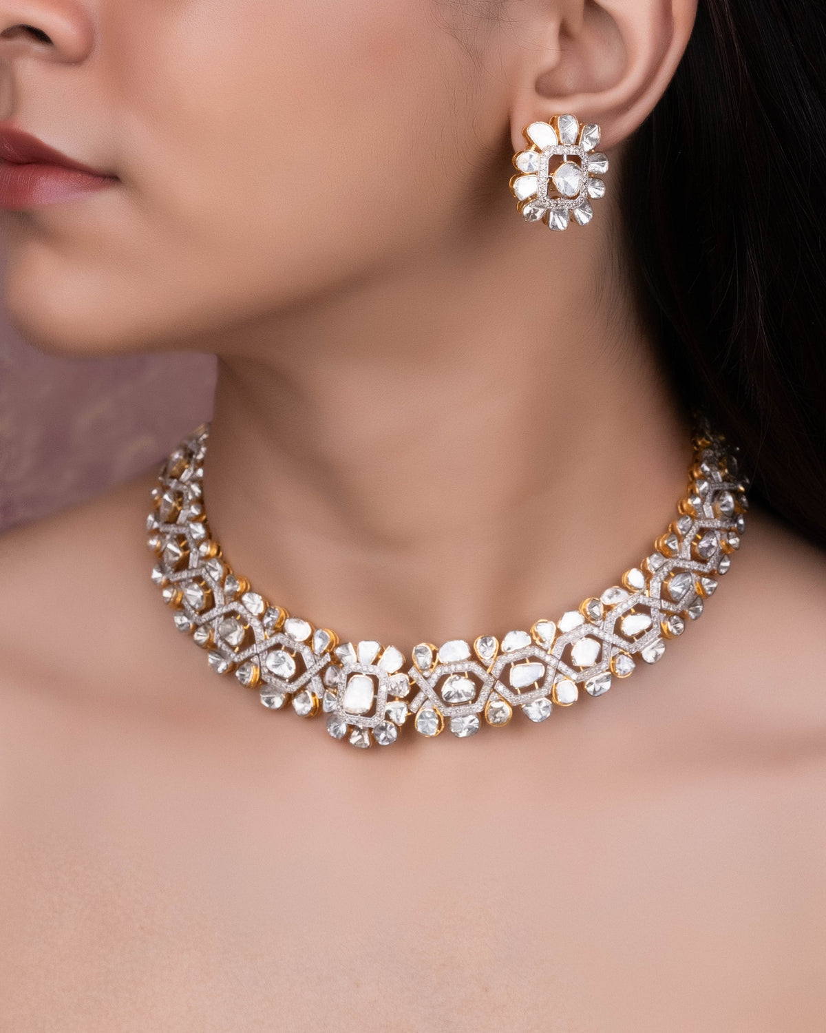 Neelam Polki And Diamond Necklace