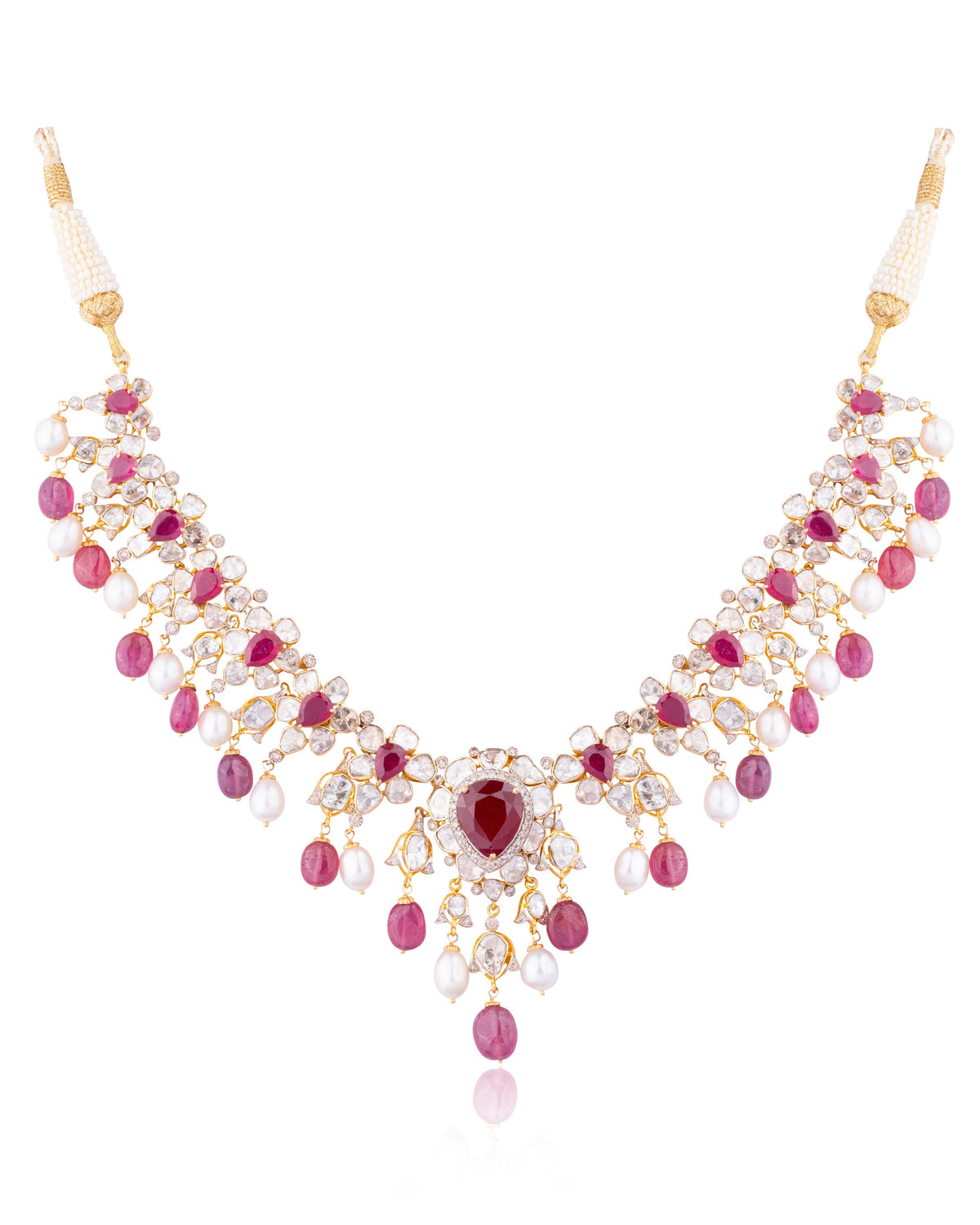 Athira Polki And Diamond Necklace