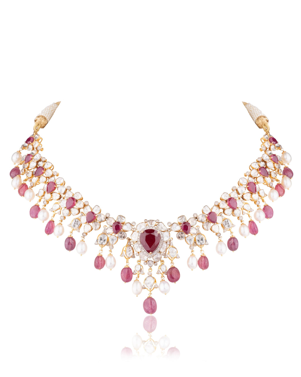 Athira Polki And Diamond Necklace