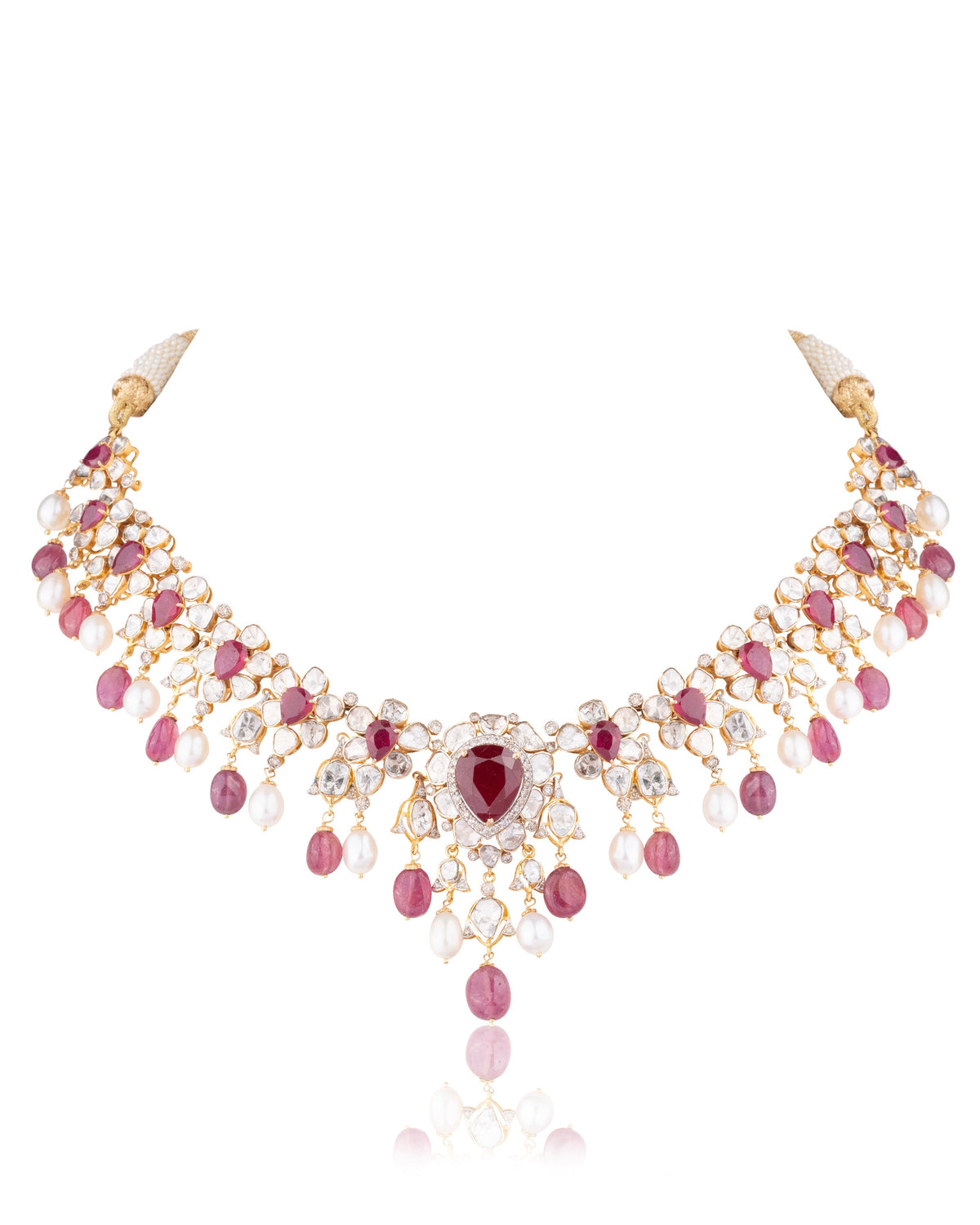 Athira Polki And Diamond Necklace