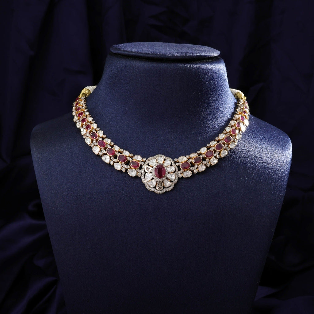 Arabelle Necklace And Nyla Tops Polki And Diamond Set