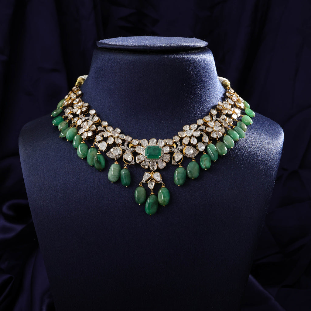 Jasmin Polki And Diamond Necklace