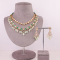 Pruvi Necklace And Seema Long Earrings Polki And Diamond Set