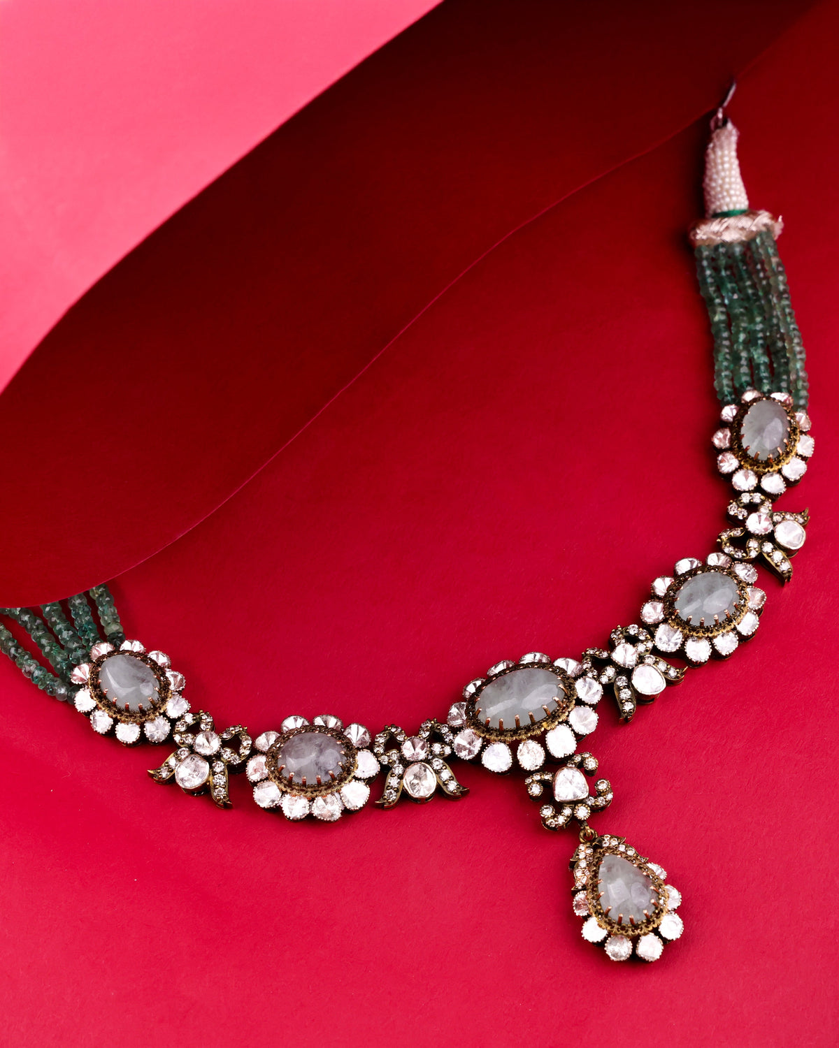 Tia Polki And Diamond Bead Pendant