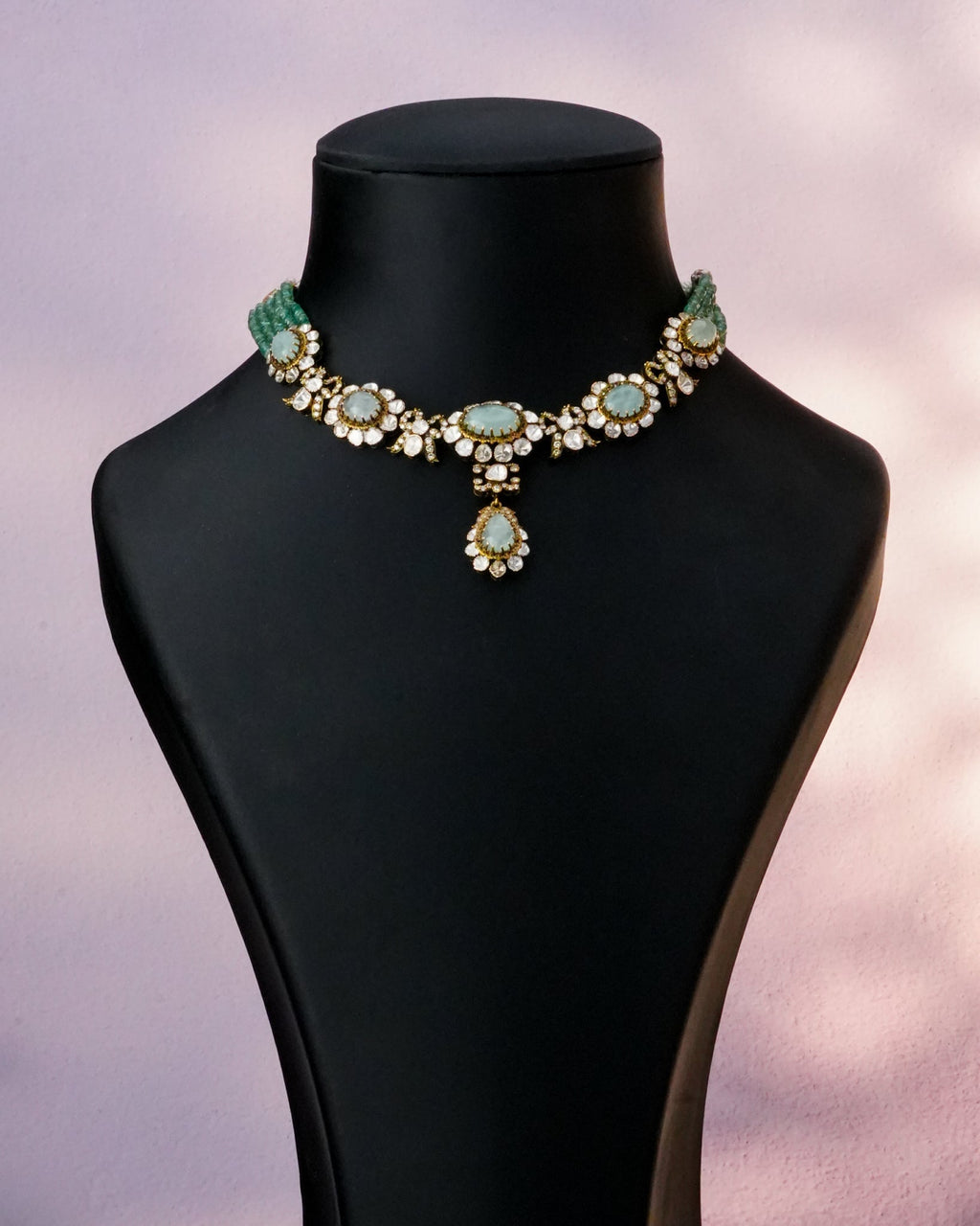 Tia Polki And Diamond Bead Pendant