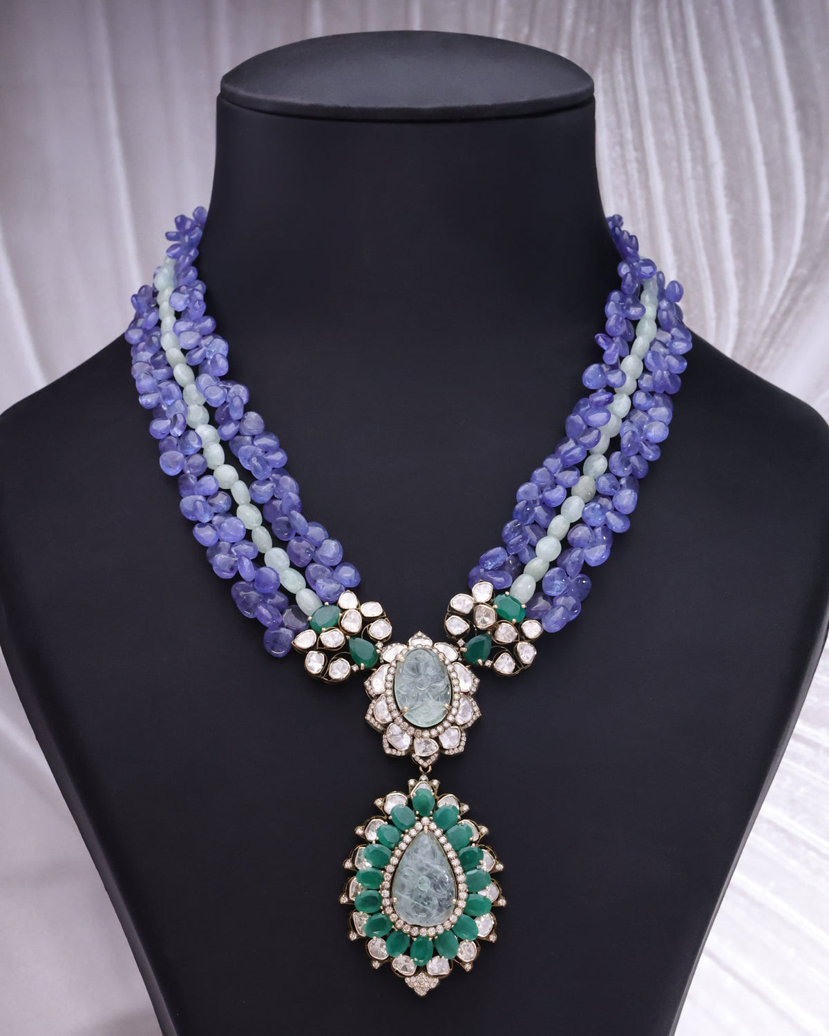 Ester Polki And Diamond Bead Pendent