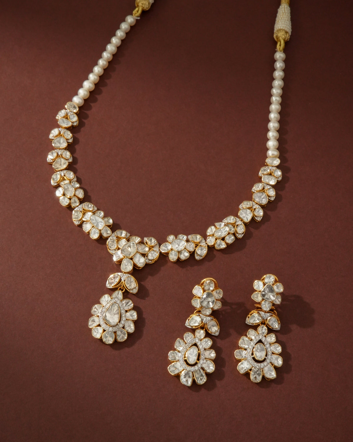 Riya Polki And Diamond Long Earrings