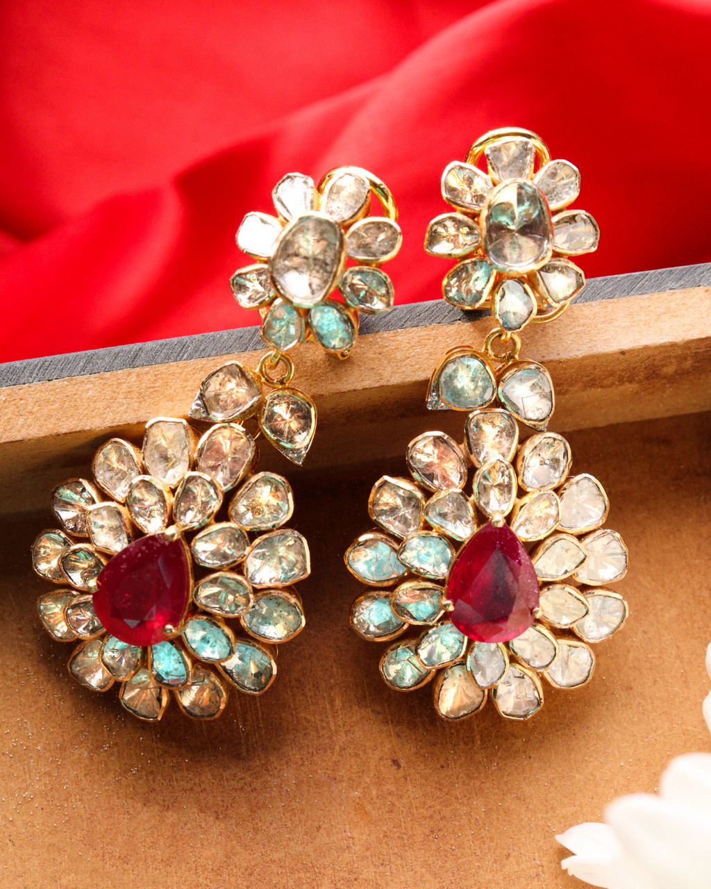 Ekanta Polki And Diamond Long Earrings