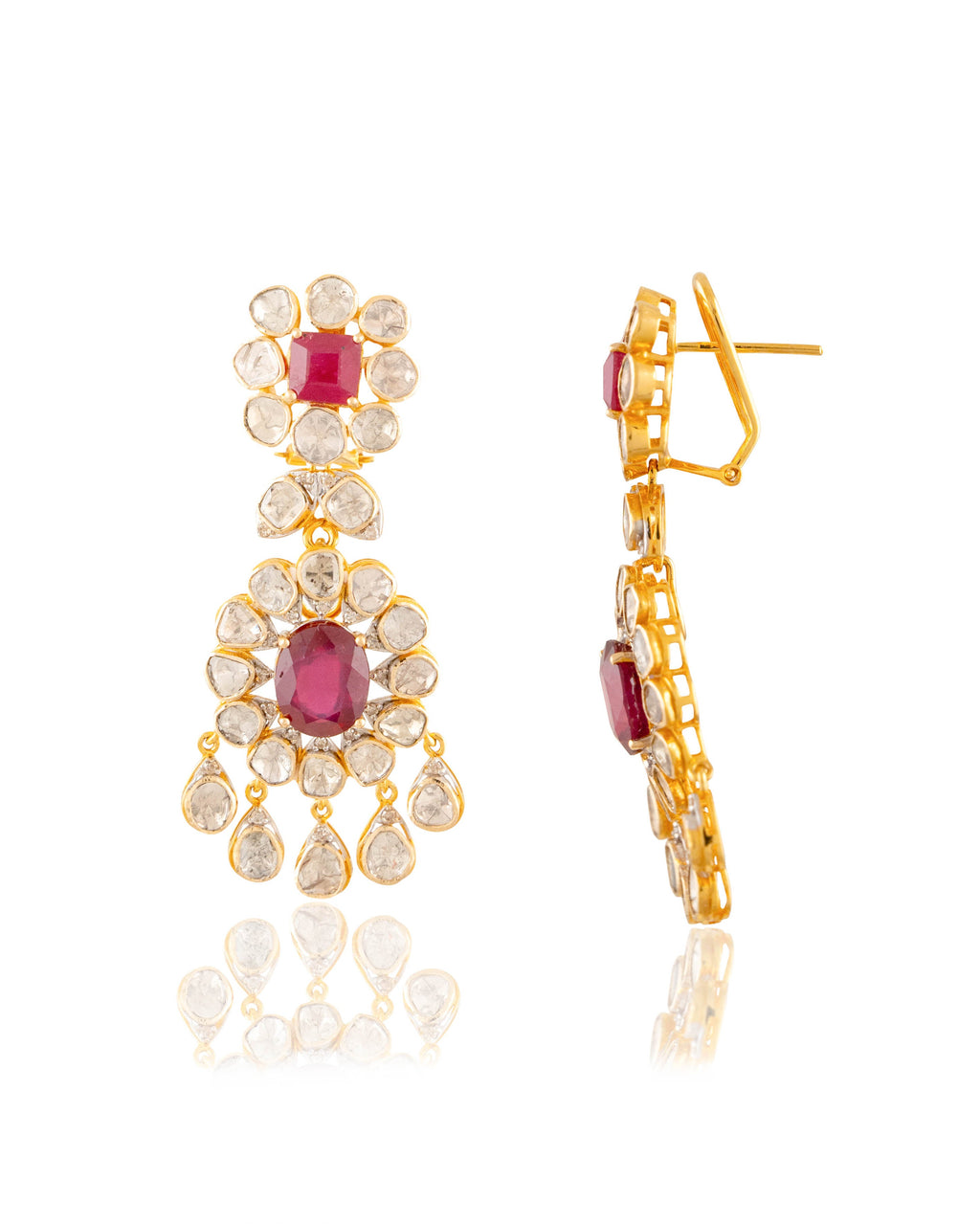 Aradhana Polki And Diamond Long Earrings