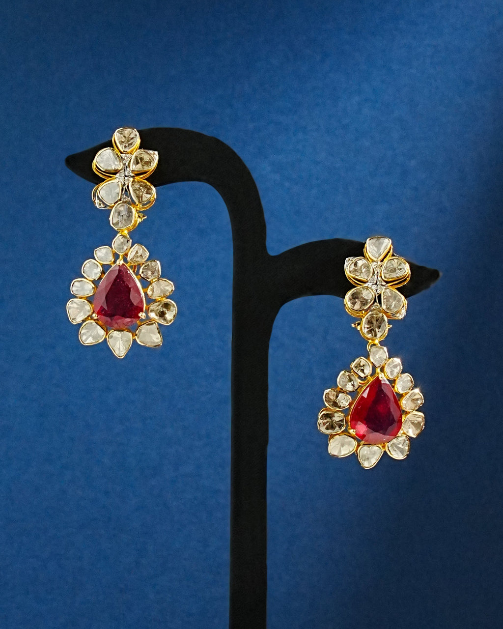Elvina Polki And Diamond Long Earrings