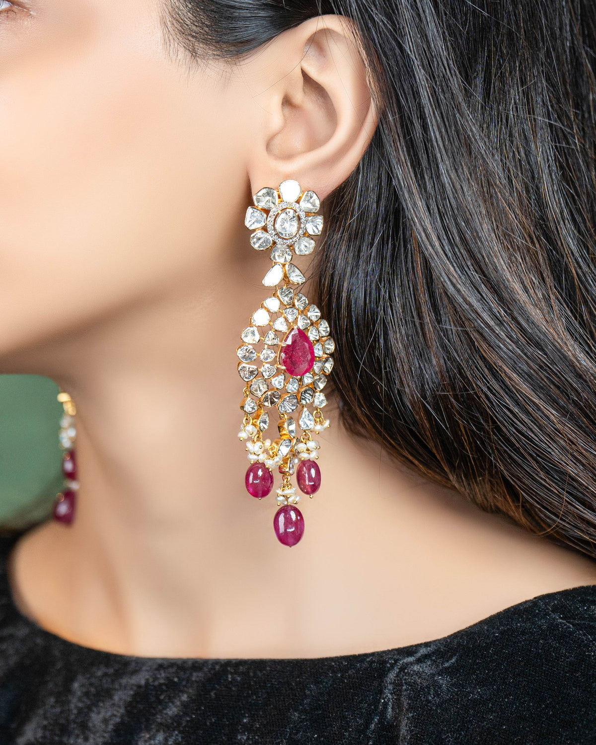 Usha Polki And Diamond Earrings