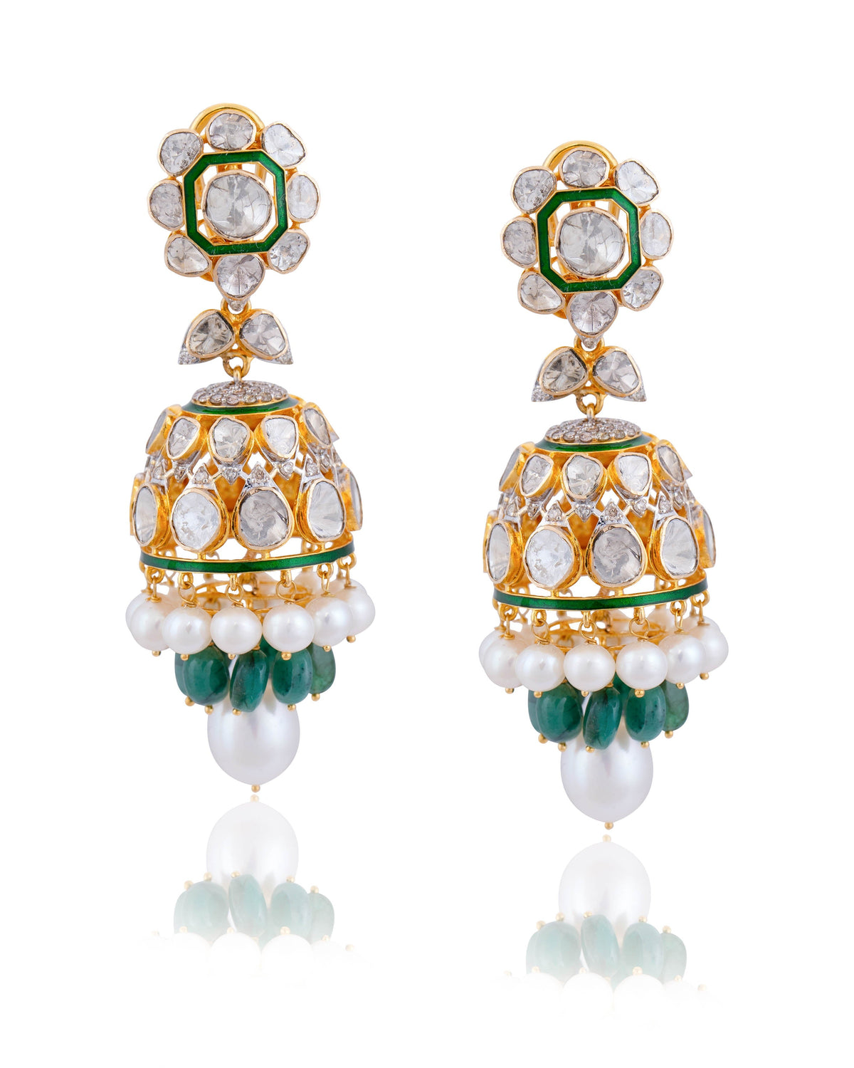 Riya Polki And Diamond Jhumkas