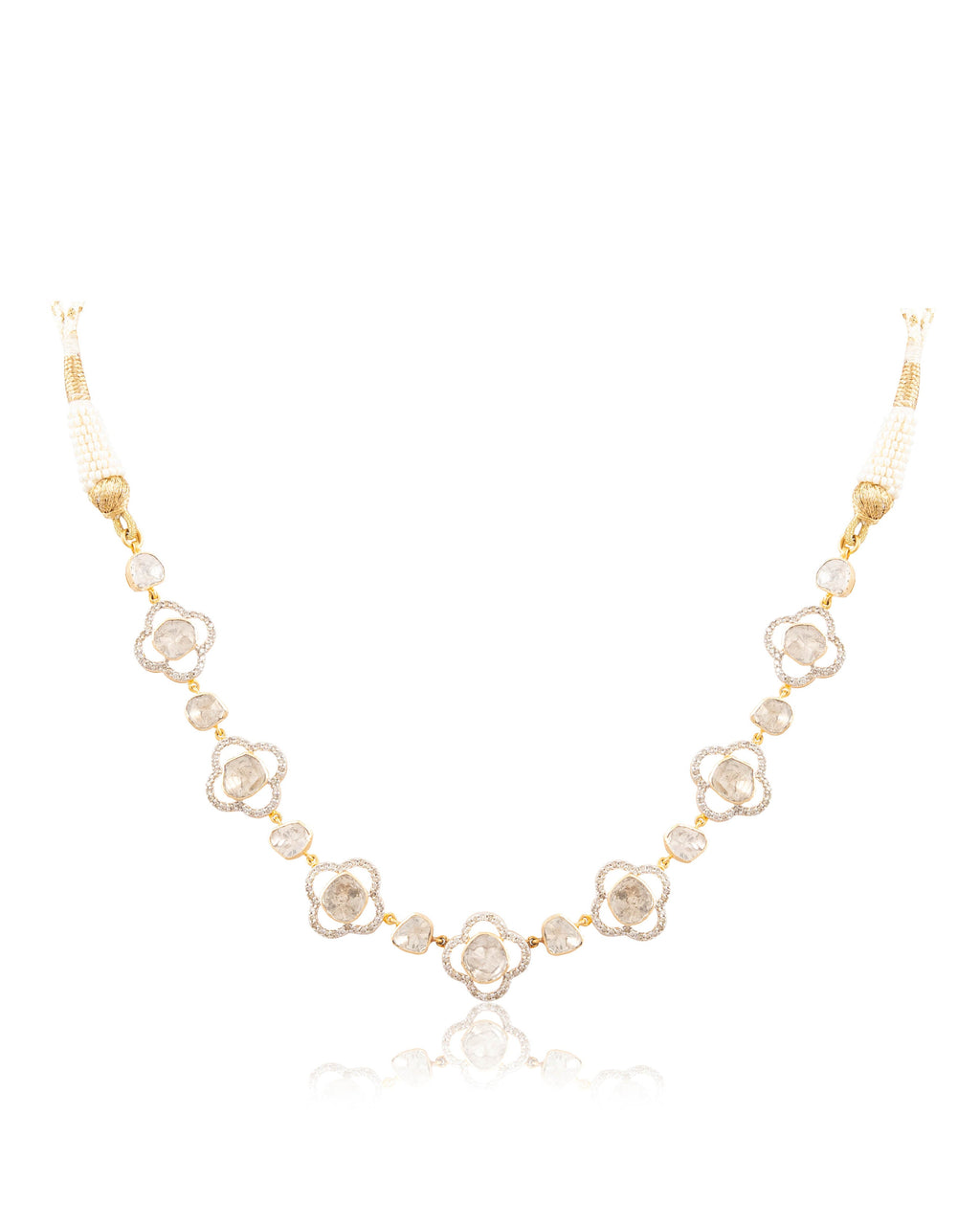 Ofeliya Choker And Maitreyi Long Earrings Polki And Diamond Set