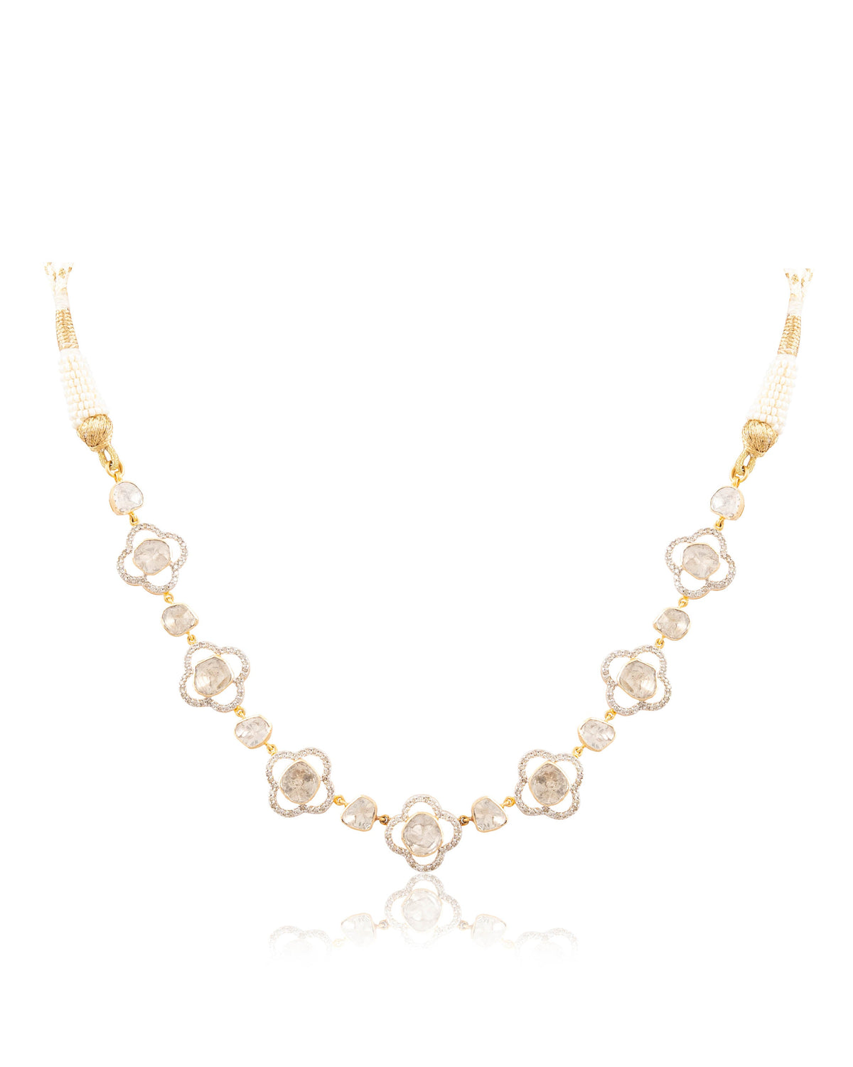 Ofeliya Choker And Maitreyi Long Earrings Polki And Diamond Set